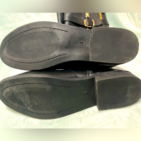 Black Steve Madden Riding Boots With Gold Details - Picture 3 of 4